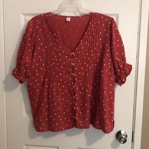 Old Navy Mauve Polka Dot Blouse